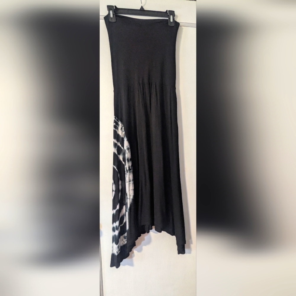 Raviya Women's Tie Dye Rhinestone Fold Over Tube Maxi Stretchy Dress & Skirt